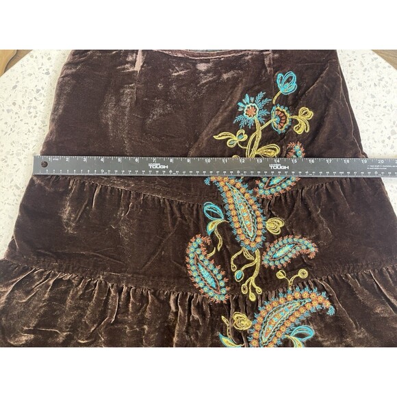 Vtg Fairy Women 8 Brown Velvet Embroidered Whimsygoth Whimsical Grunge Gypsy Y2K - Picture 8 of 9